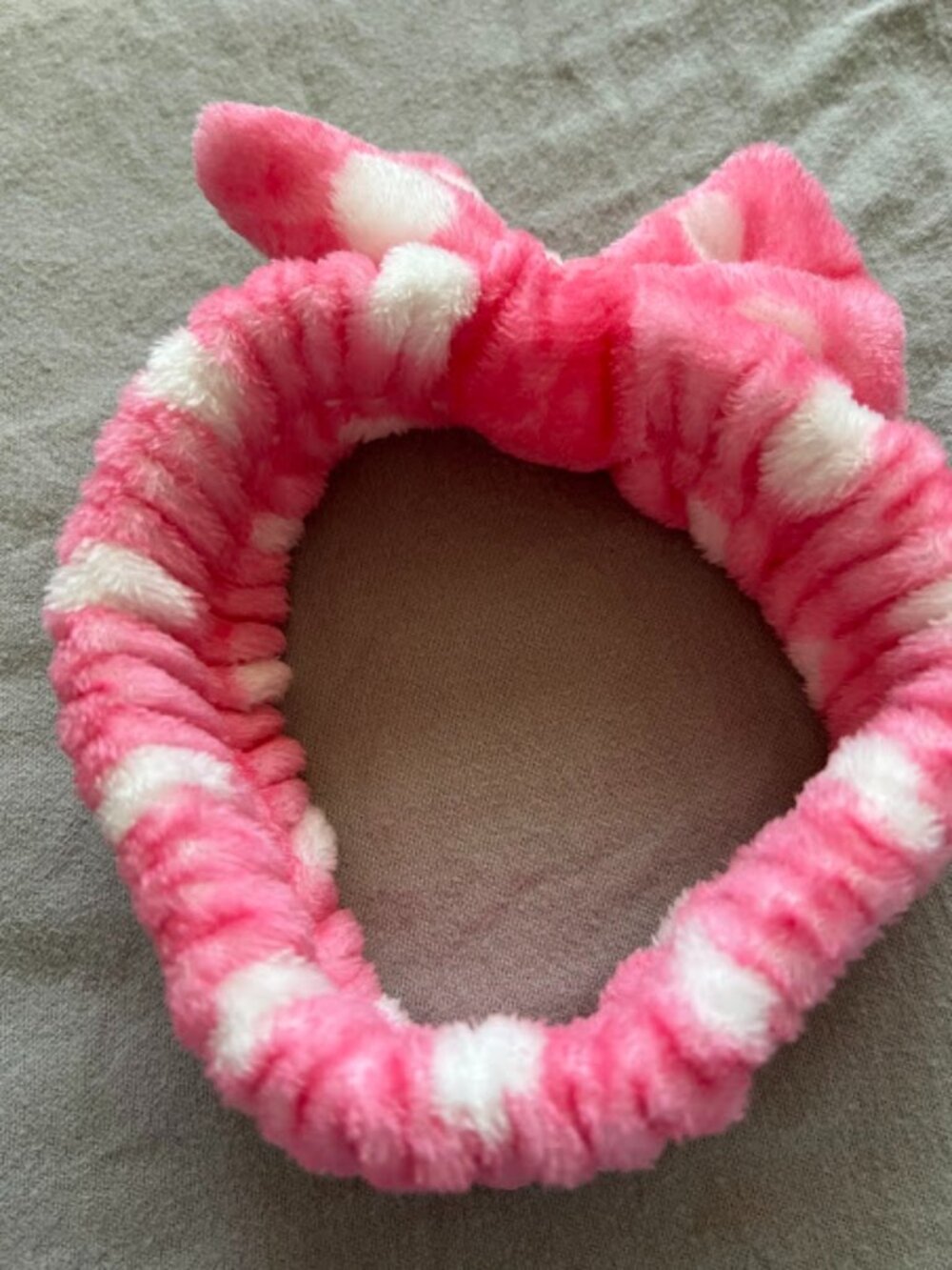 Unbranded Pink White Polka Dot Make-Up Headband